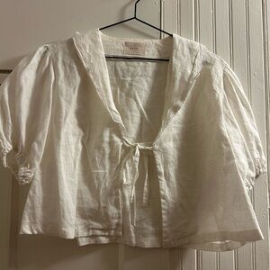 Elegant White Blouse with Tie Front